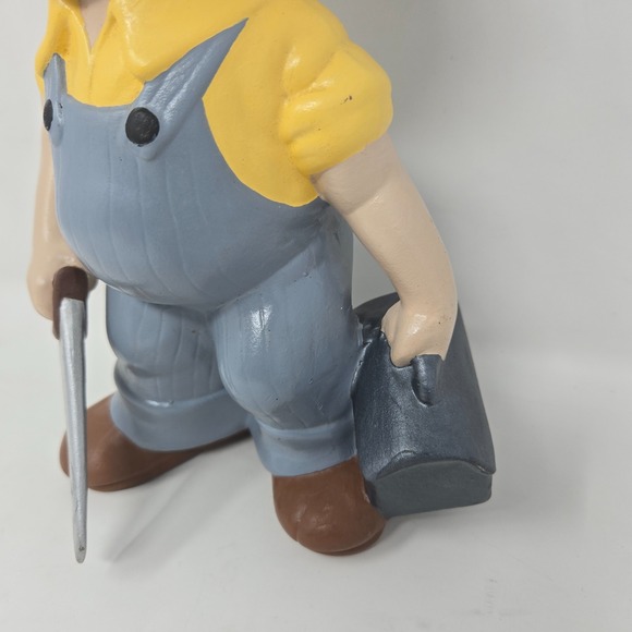 Vintage Atlantic Mold Smiley Boy Carpenter Handyman Plumber Vintage Blue Yellow - Picture 16 of 16